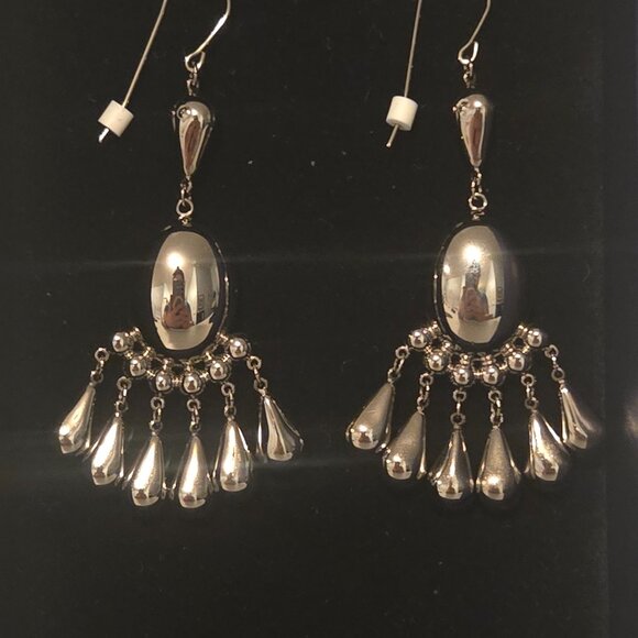 New Rare Authentic Swarovski Blue Crystal Chandelier Drop Earrings - Picture 2 of 5